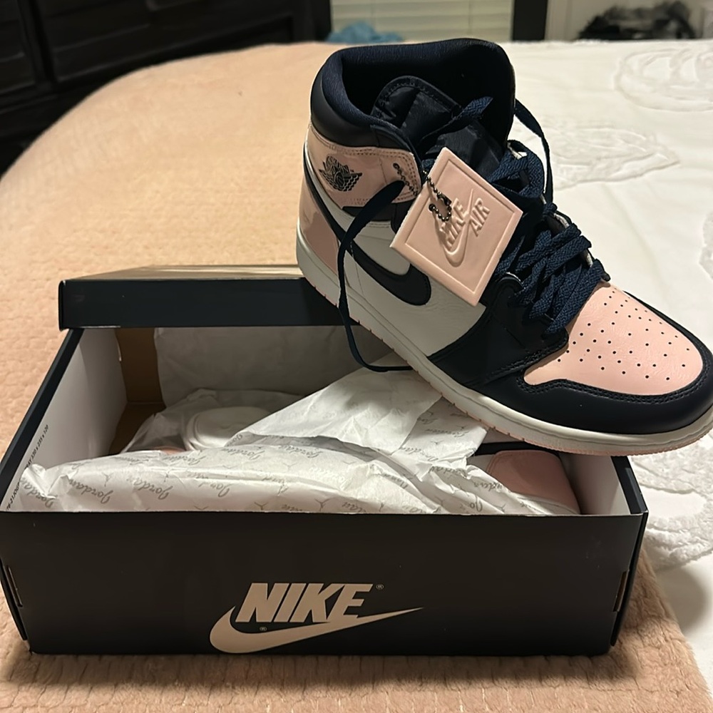 Nike Women’s Air Jordan 1 High Pink Navy White Sneakers
